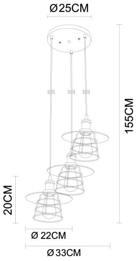 Globo 15086-3H - Luster VIEJO 3xE27/60W/230V