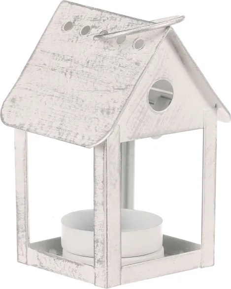 Lampáš vtáčia búdka s LED osvetlením biely LUC318