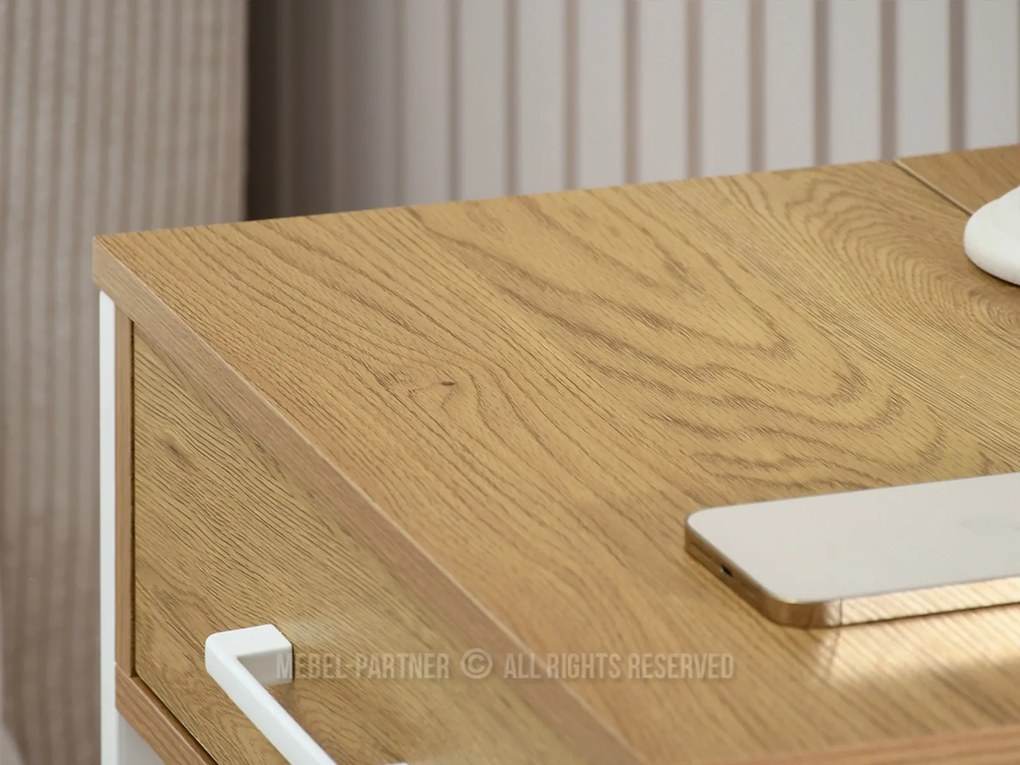 Nočný stolík Torry (dub + biela). Akcia -23%. Vlastná spoľahlivá doprava až k Vám domov. 1111722