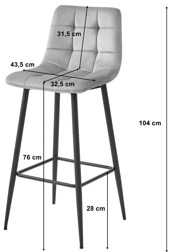 Barová stolička ARCETO - tmavoružový zamat / čierne nohy x 3 9401 71 00 00