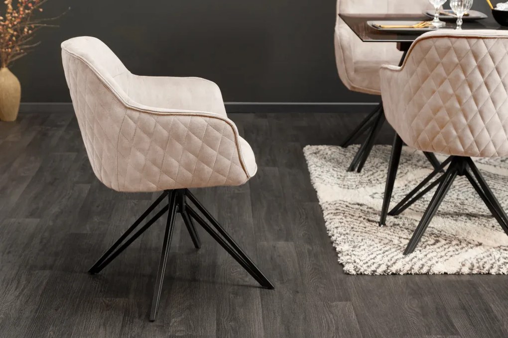 Stolička Euphoria champagne greige zamatová otočná