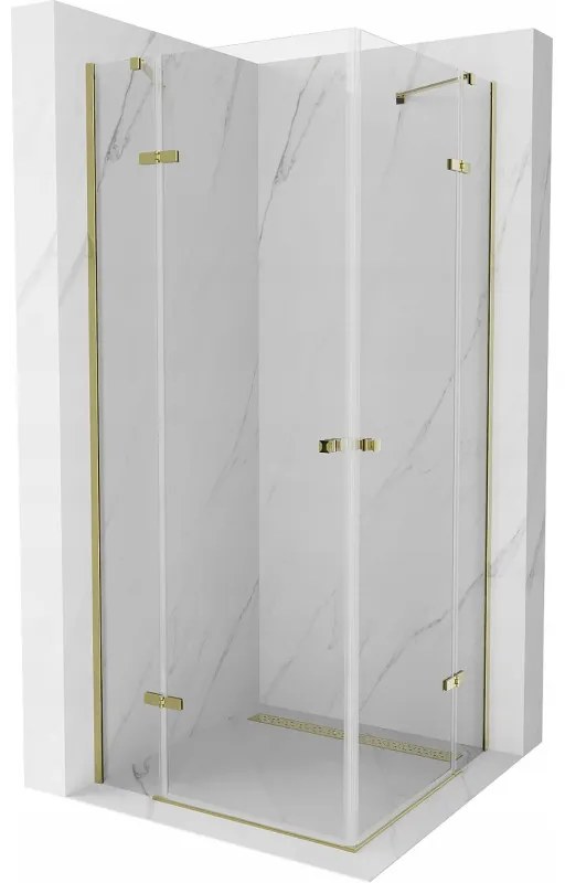 Mexen Roma Duo, sprchovací kút 70 (dvere) x 70 (dvere) cm, 6mm číre sklo, zlatý profil, 854-070-070-50-00-02