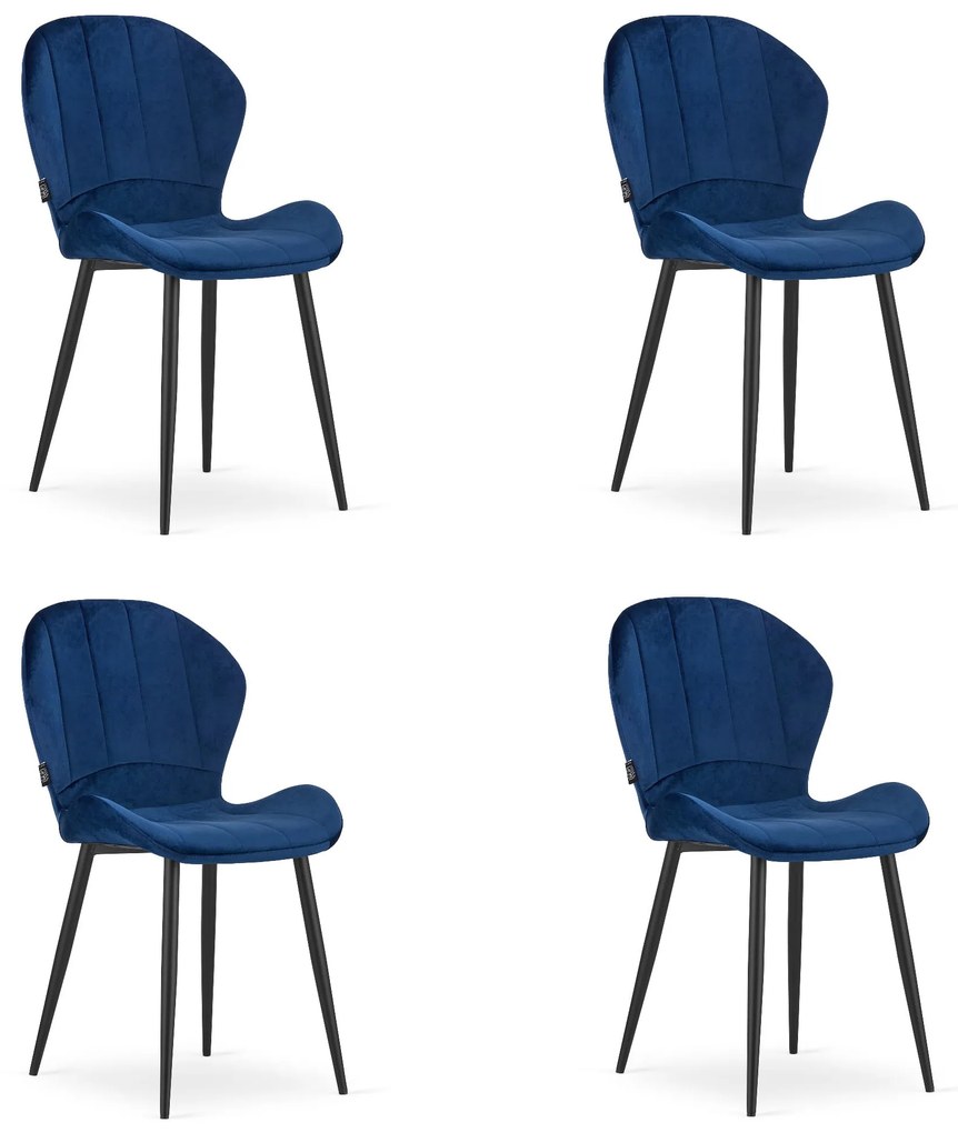 Dekorstudio Sada zamatových jedálenských stoličiek TERNI - tmavo modré Počet stoličiek: 2ks