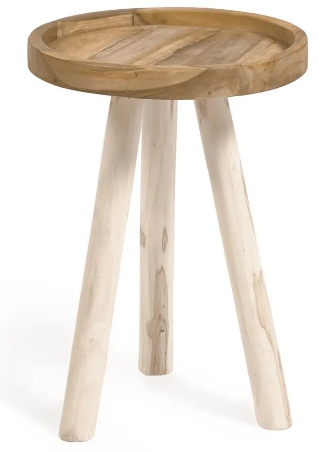 Okrúhly odkladací stolík z tíkového dreva ø 35 cm Glenda – Kave Home