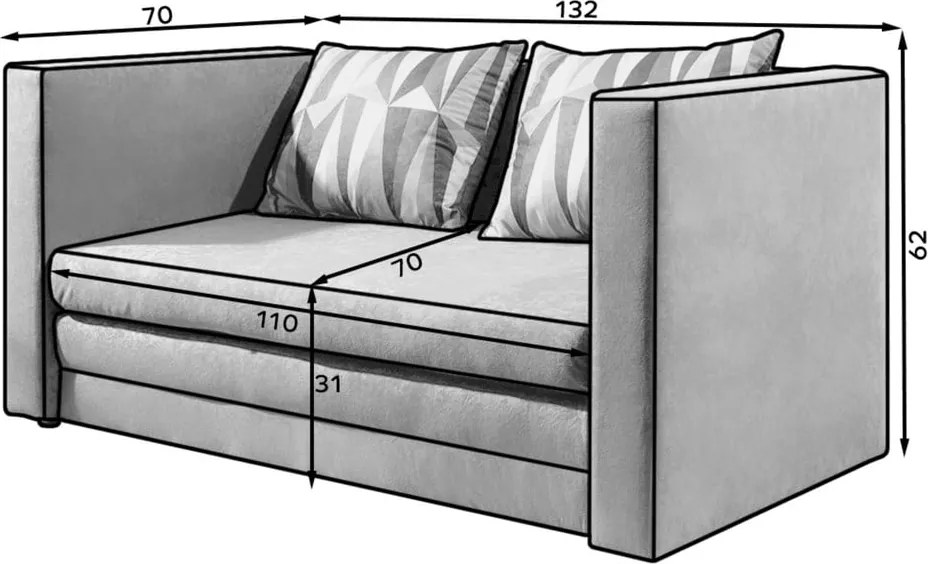 Hnedá ženilková rozkladacia pohovka 132 cm Neva – ELTAP