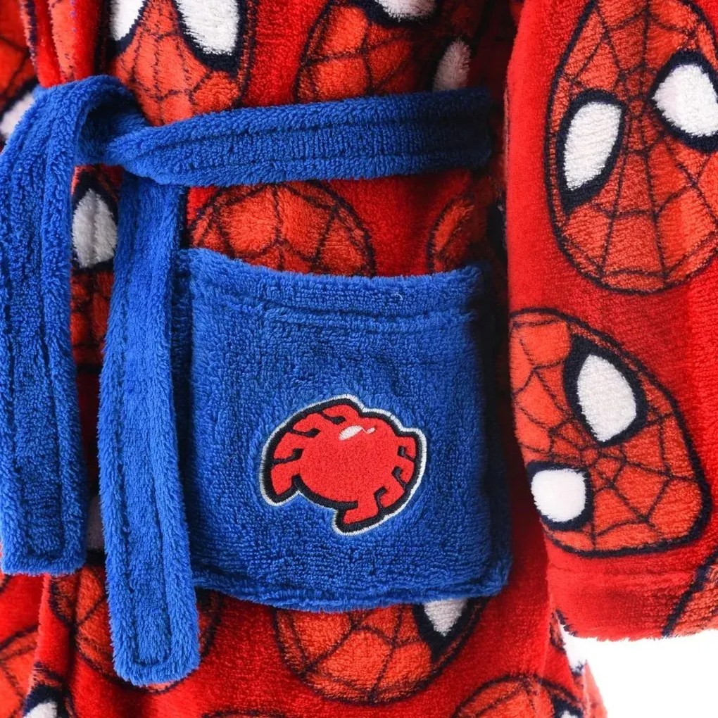 Detský flísový župan s modrou kapucňou Spiderman, EU 98