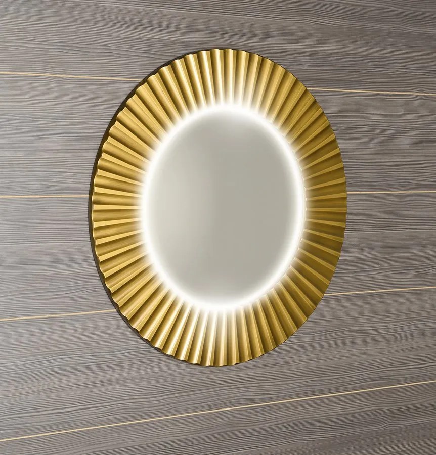 Sapho Sapho, PRIDE guľaté zrkadlo s LED osvetlením v ráme, priemer 90cm, zlatá, PD950