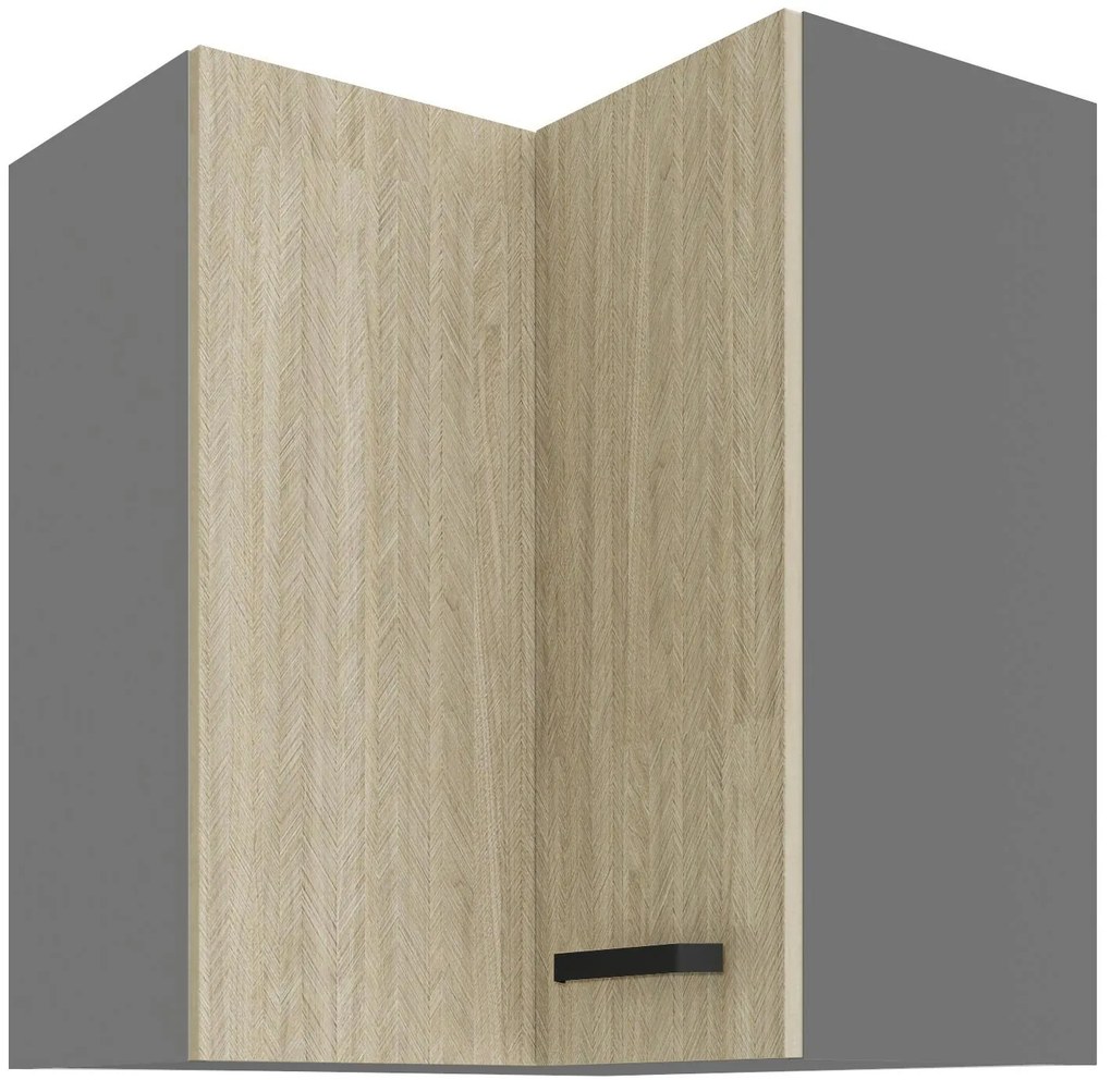 Horná rohová kuchynská skrinka Scarmi 60 60 GN 72 2F 90 (korpus: antracit + front: herringbone scandi). Vlastná spoľahlivá doprava až k Vám domov. 1134838