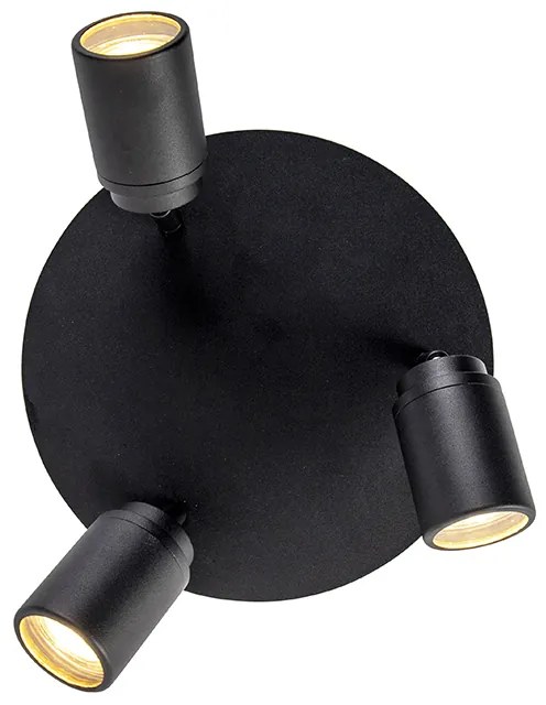 Moderné kúpeľňové bodové svetlo čierne 3-svetlo IP44 - Ducha