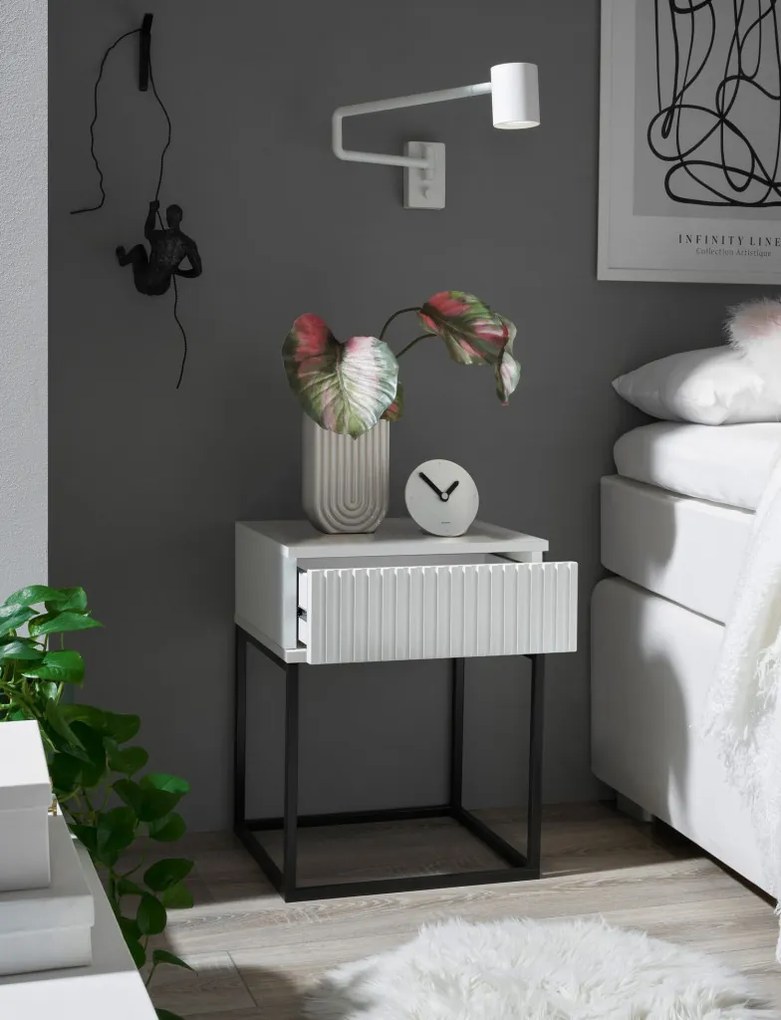 Nočný stolík s 1 zásuvkou Marle, biely