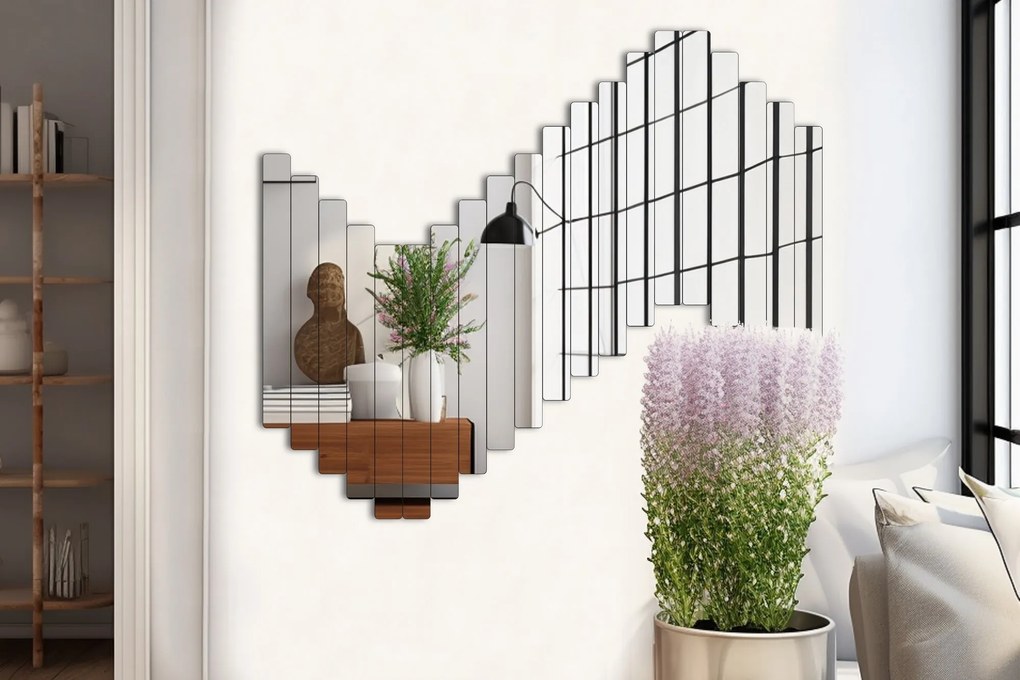 Sada 20 ks nalepovacích zrcadel Stripe 5x40 cm stříbrná