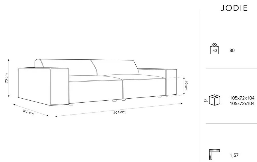 Béžová pohovka z textílie bouclé 204 cm Jodie – Micadoni Home