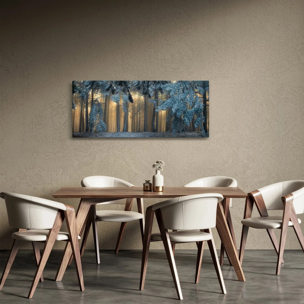 Obraz zasneženého lesa (120x50 cm)