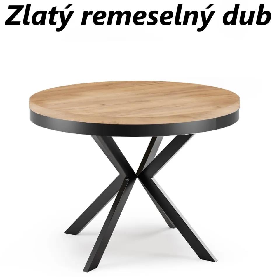 Okrúhly rozkladací jedálensky stôl MARION PLUS 100cm - 176cm Kominácia stola: tmavý betón - čierne nohy