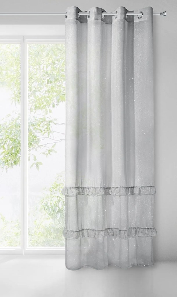 ZÁCLONA NA KRÚŽKOCH ARIANA 140X250 CM SIVÁ