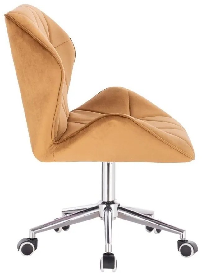 LuxuryForm DESIGN Stolička MILANO MAX VELUR na striebornej podstave s kolieskami - hnedá