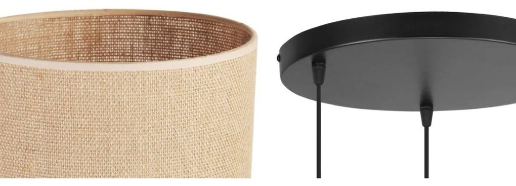 Závesné svietidlo Juta, 3x jutové tienidlo, (výber z 2 farieb konštrukcie), o