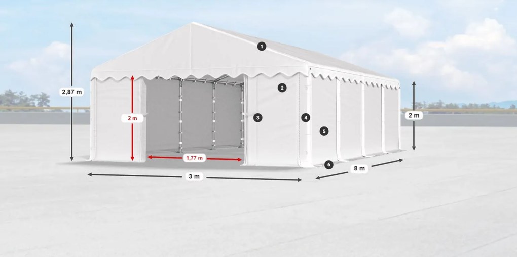 Bestent Skladová hala/ garáž 3x8x2m Comfort PE 240g