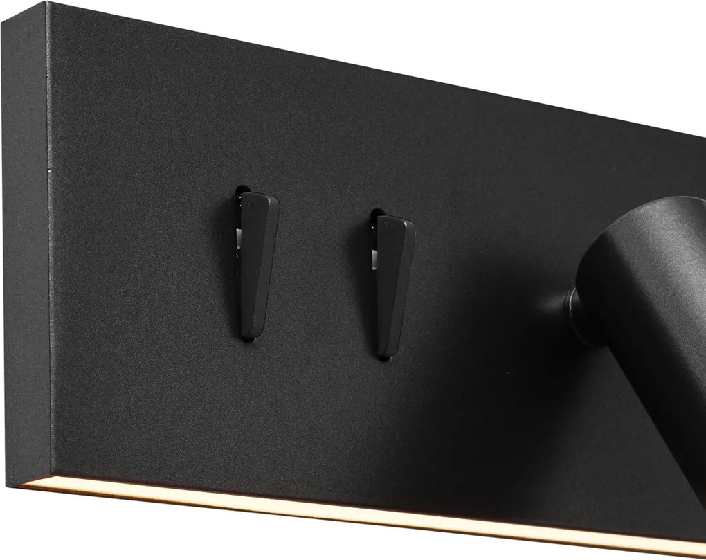 Moderné nástenné svietidlo čierne nastaviteľné s USB-C vrátane LED - Modric