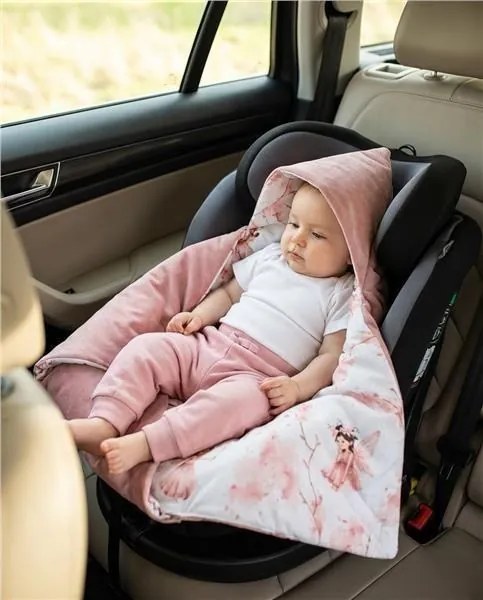 Zateplená zavinovačka do autosedačky New Baby Love Teddy Bear pink