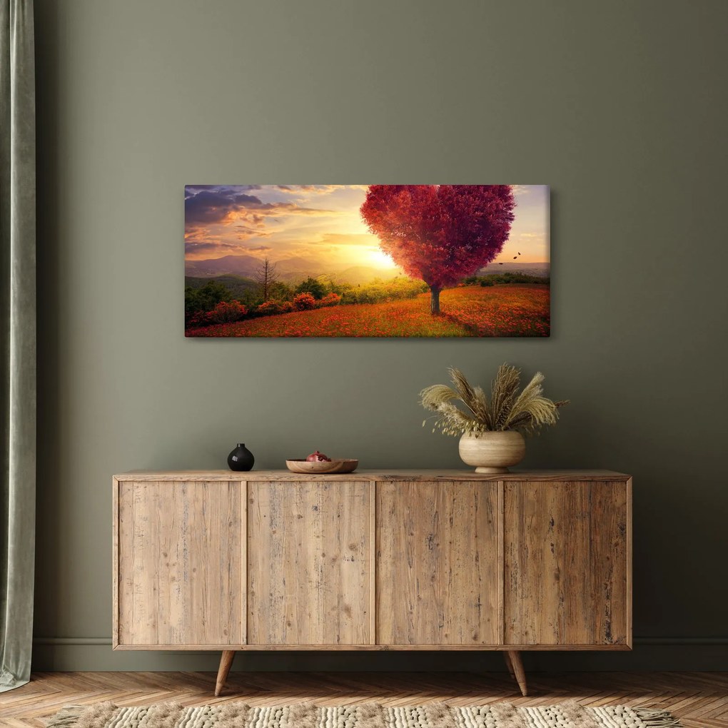 Obraz stromu v tvare srdca (120x50 cm)