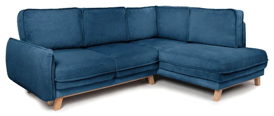 Modrá menčestrová rozkladacia rohová pohovka (pravý roh) Tori – Bonami Selection