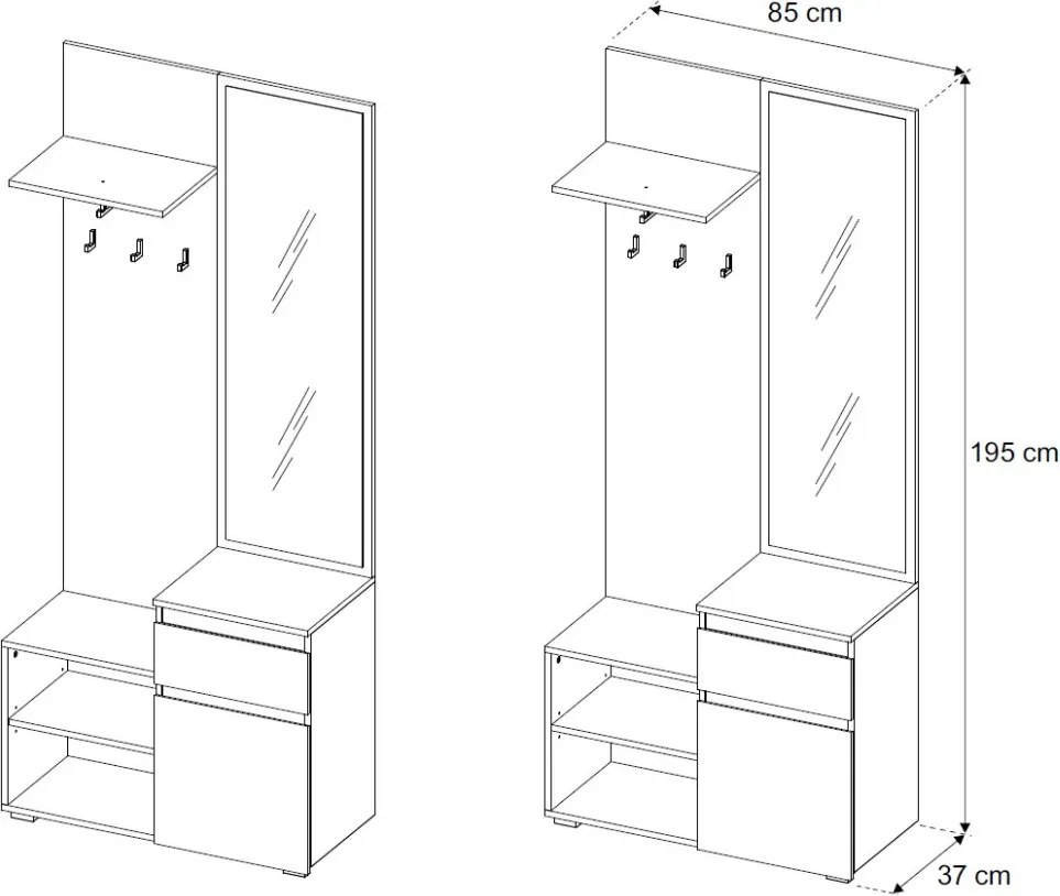 Predsieňová stena Image, biela