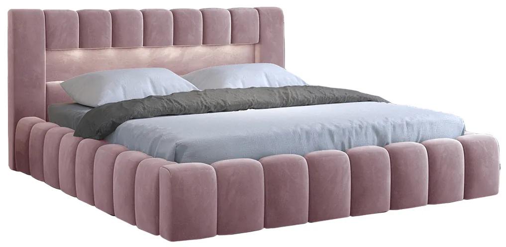 Manželská posteľ 180 cm Luxa (ružová) (s roštom, úl. priestorom a LED). Vlastná spoľahlivá doprava až k Vám domov. 1041573