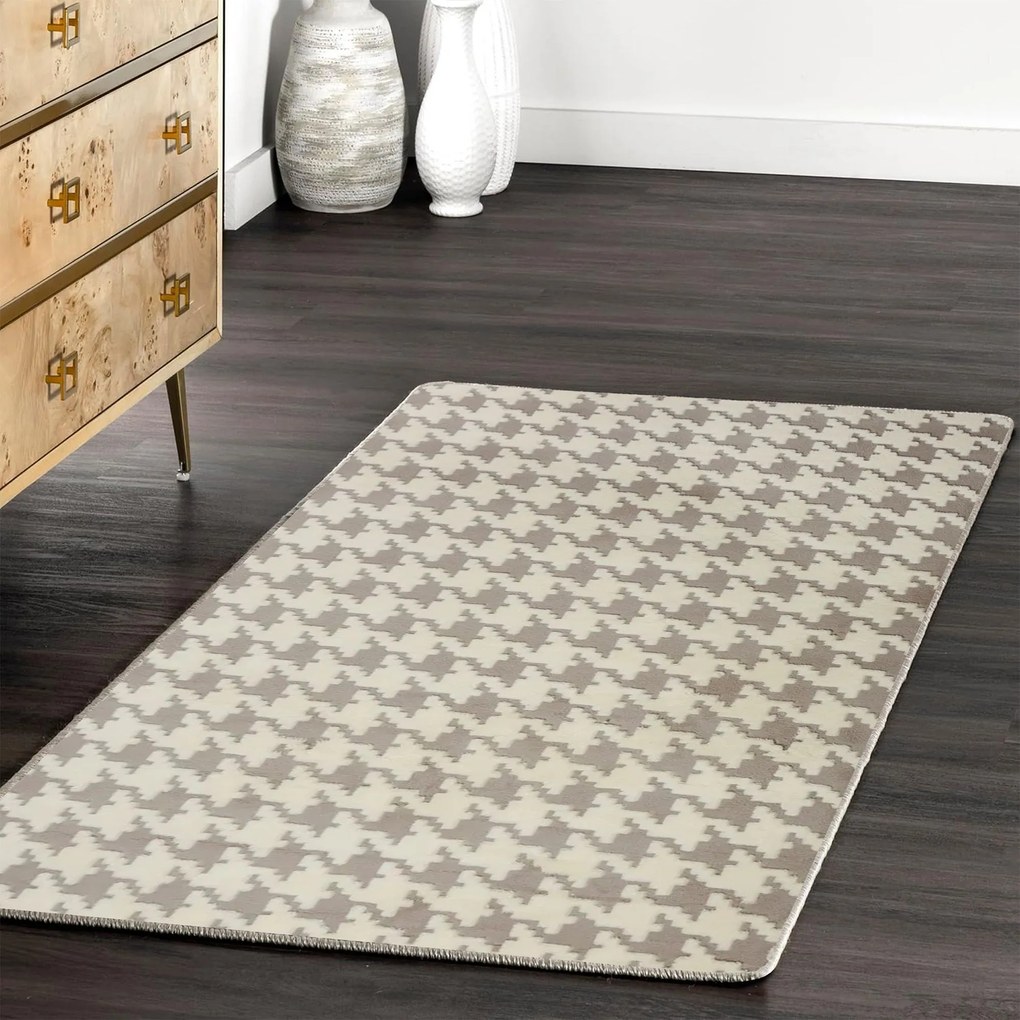 Tutumi Clover, plyšový koberec 160x230 cm, béžová, SHG-04023