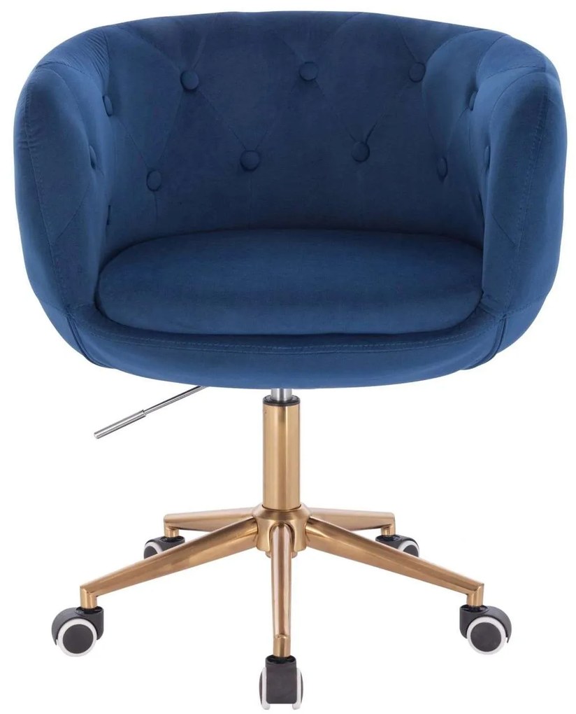 LuxuryForm DESIGN Kreslo MONTANA VELUR na zlatej podstave s kolieskami - modré