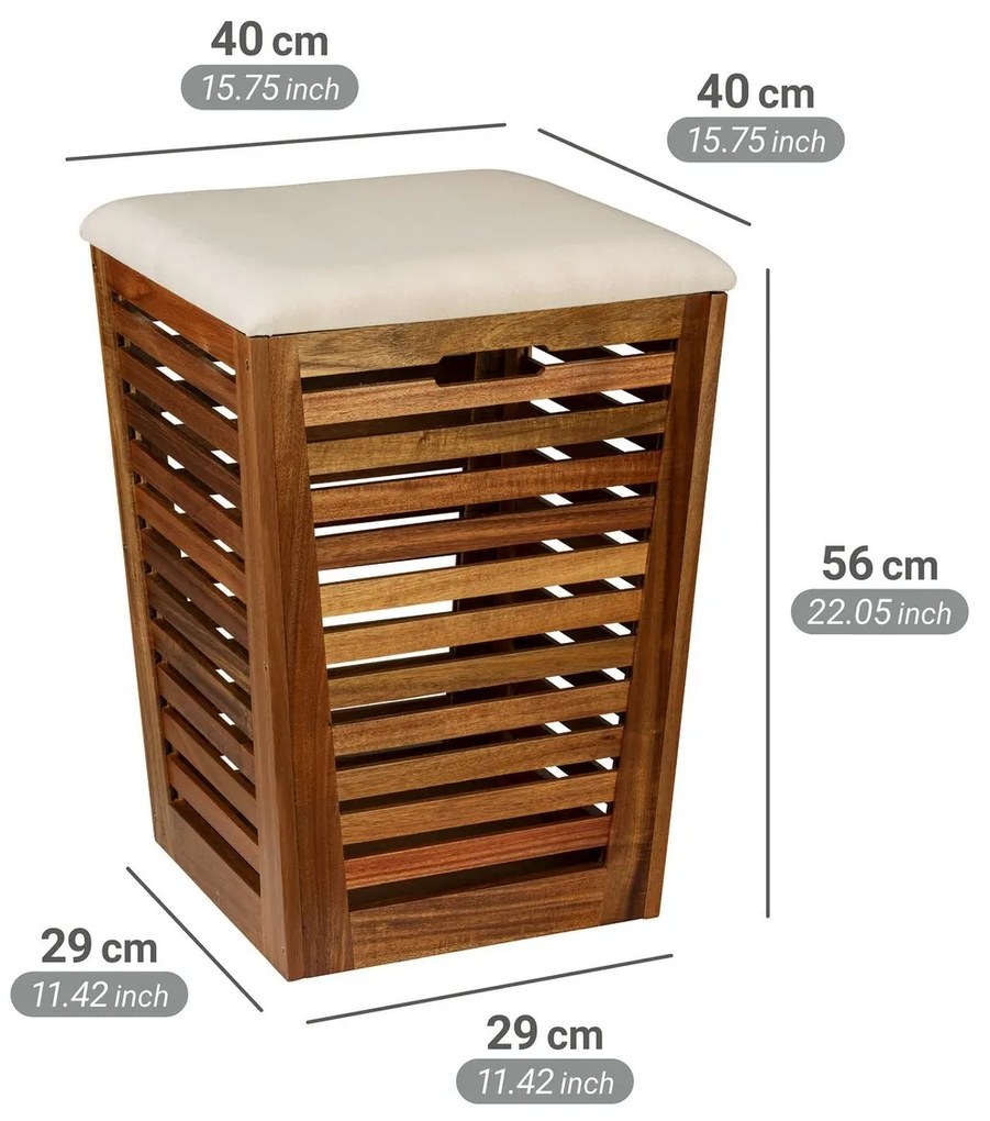 Wenko Acacia koš na bielizeň s sedadlom Fondi 55 l