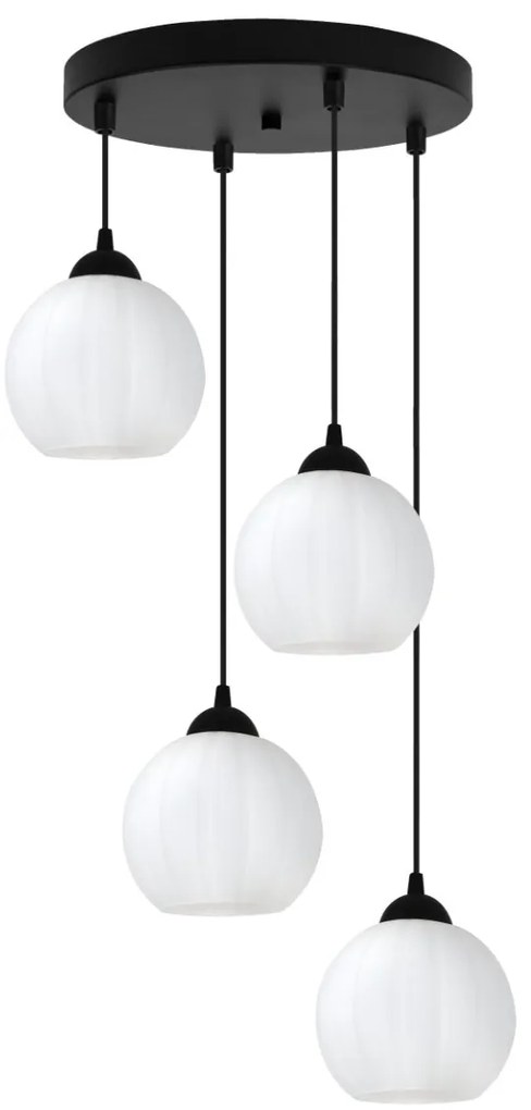 Závesné svietidlo Costa, 4x biele sklenené tienidlo, b, o