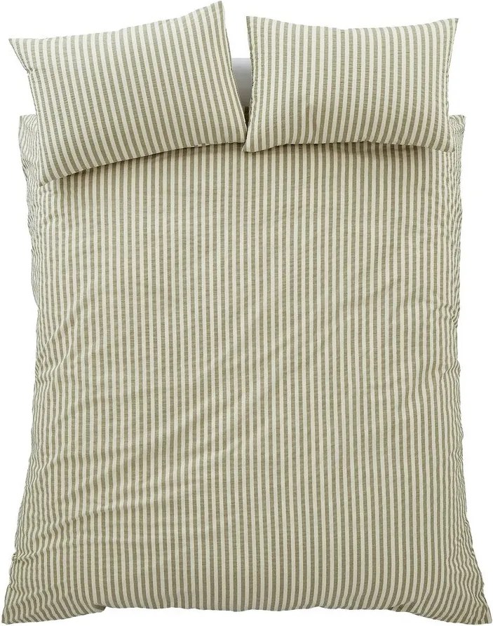 Zelené obliečky na jednolôžko 135x200 cm Cotton Rich Woven Stripe – Pineapple Elephant