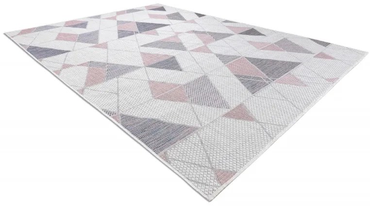 Dywany Łuszczów Kusový koberec Sion Sisal Triangles B3006A ecru/pink – na von aj na doma - 180x270 cm