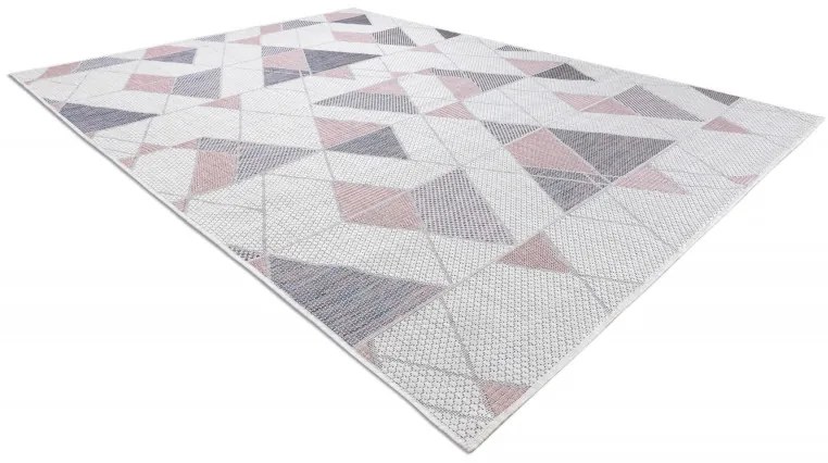 Dywany Łuszczów, Kusový koberec Sion Sisal Triangles B3006A ecru/pink – na von aj na doma, 200x290, ružová, chodba / predsieň
