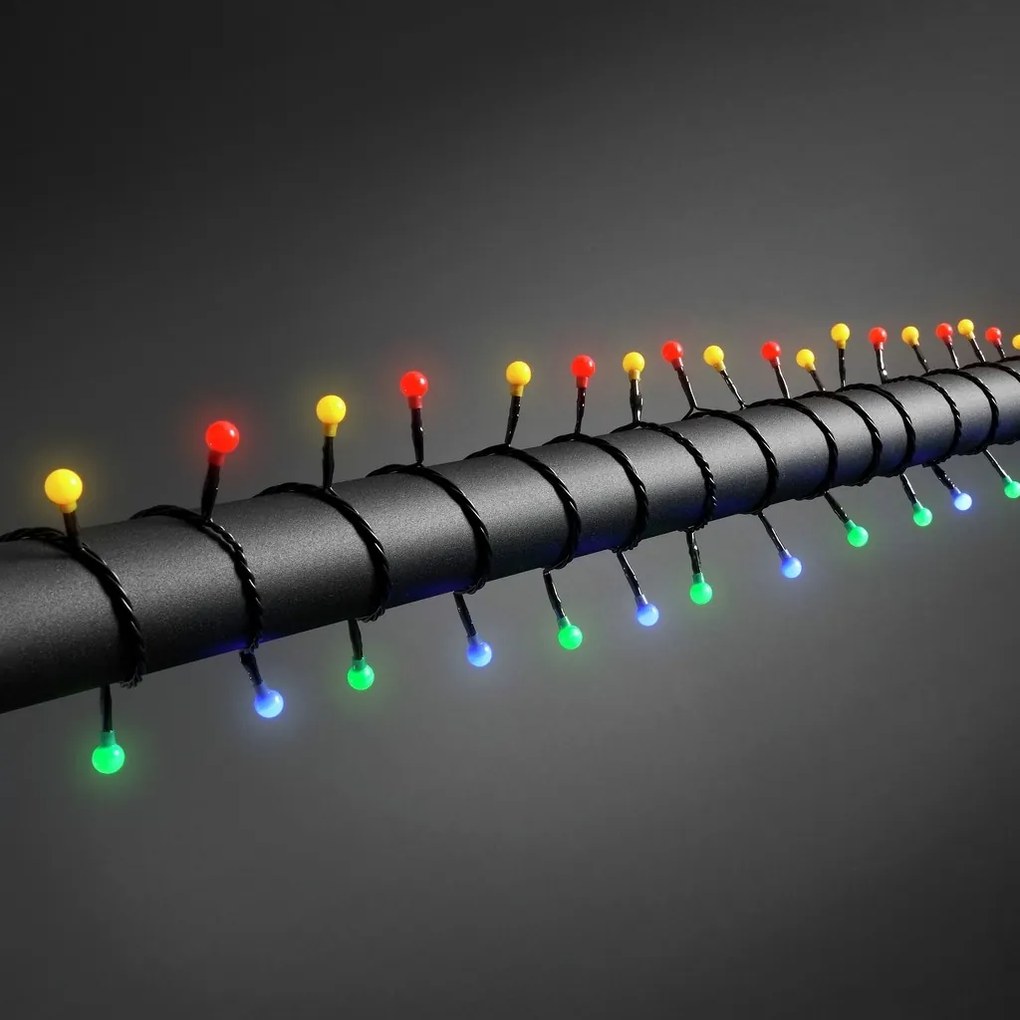 Vnútorná LED vianočná reťaz s guličkami - rôznofarebná, 10m, 80 LED