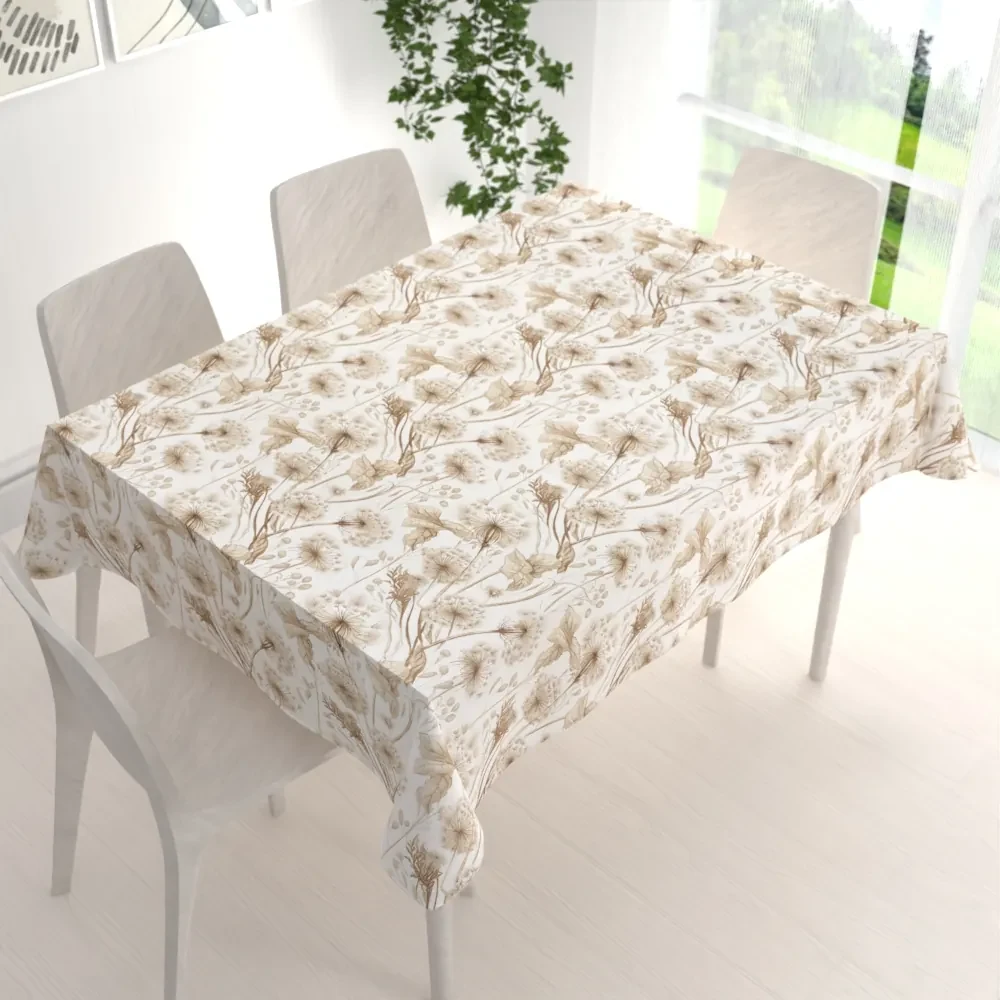 Biante Bavlnený obdĺžnikový obrus Sandra SA-518 Jesenné púpavy na bielom 140x160 cm