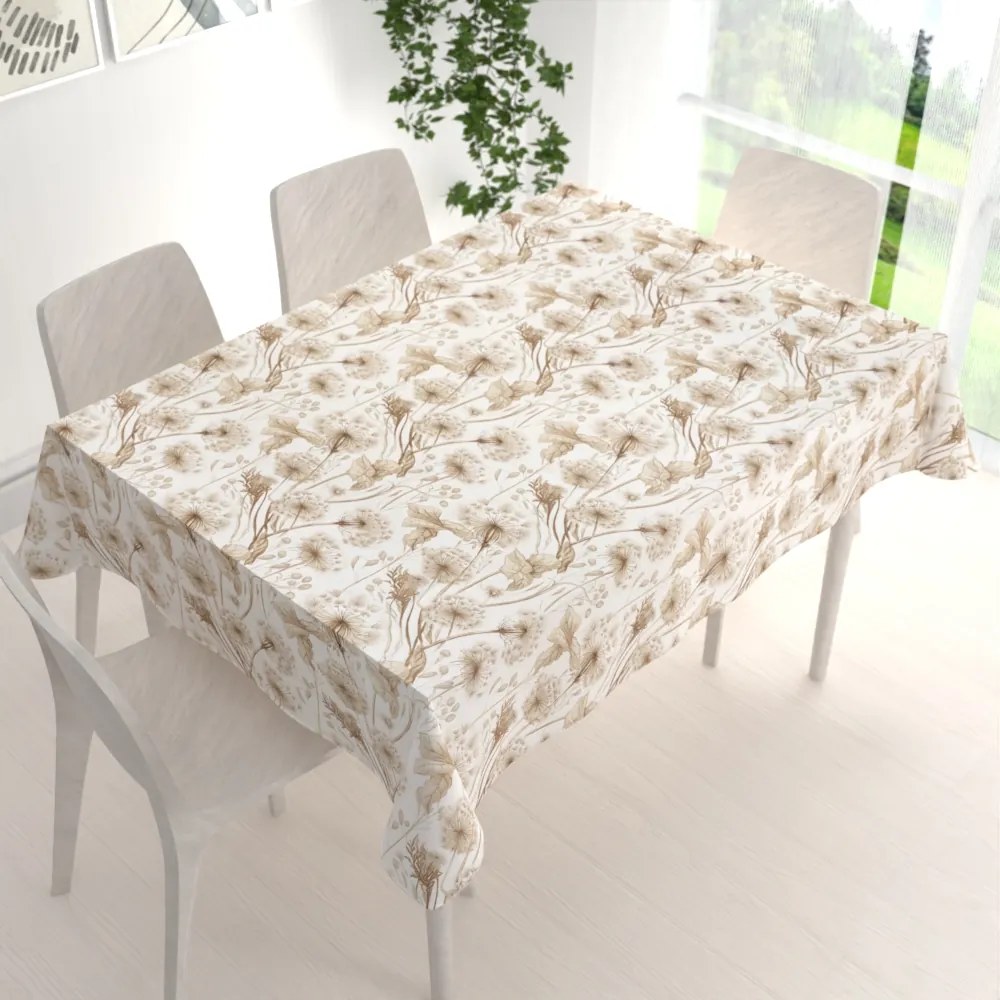 Biante Bavlnený obdĺžnikový obrus Sandra SA-518 Jesenné púpavy na bielom 140x180 cm