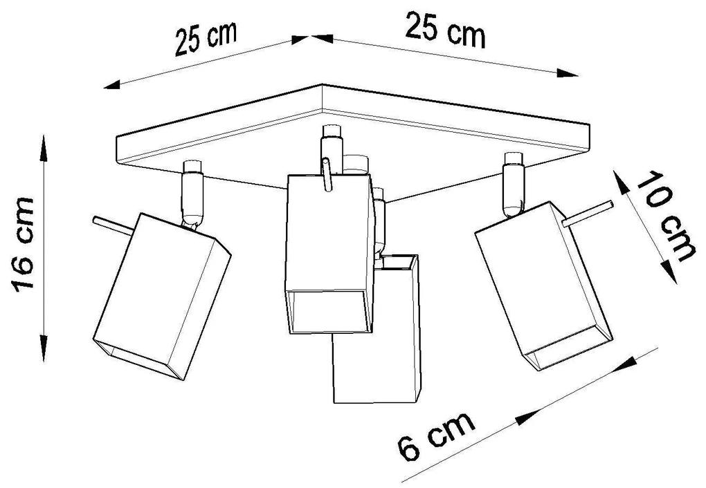 Stropné svietidlo Merida, 4x sivé kovové tienidlo, (možnosť polohovania)