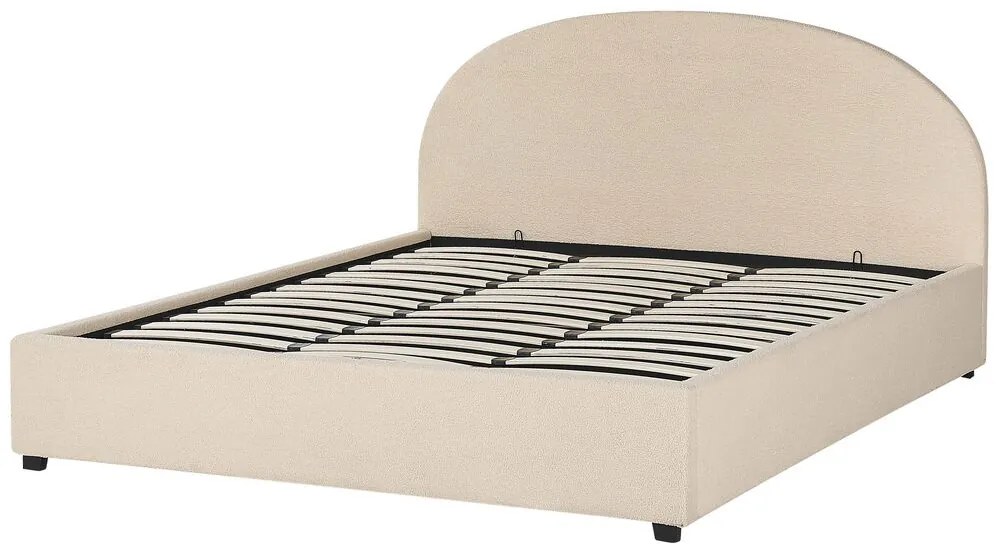 Buklé posteľ s úložným priestorom 180 x 200 cm béžová VAUCLUSE Beliani