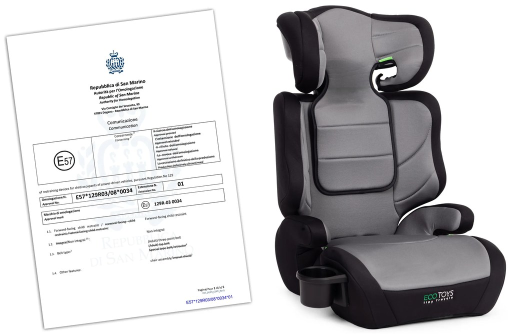 Detská autosedačka 2 v 1, i-SIZE, výška sedadla 100 – 150 cm, ECOTOYS