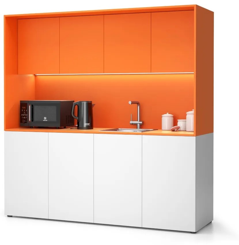 PLAN Kuchynka NIKA s drezom a batériou 1963 x 600 x 2000 mm, oranžová, pravá