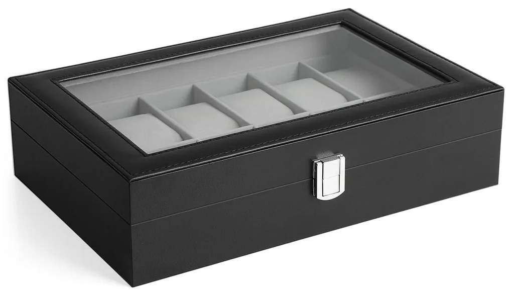 Box na hodinky Watch, 30x8,5x21 cm, čierna/sivá