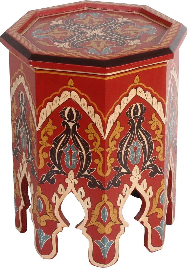 Orientálny drevený stolík z Maroka "Rakia" červený
