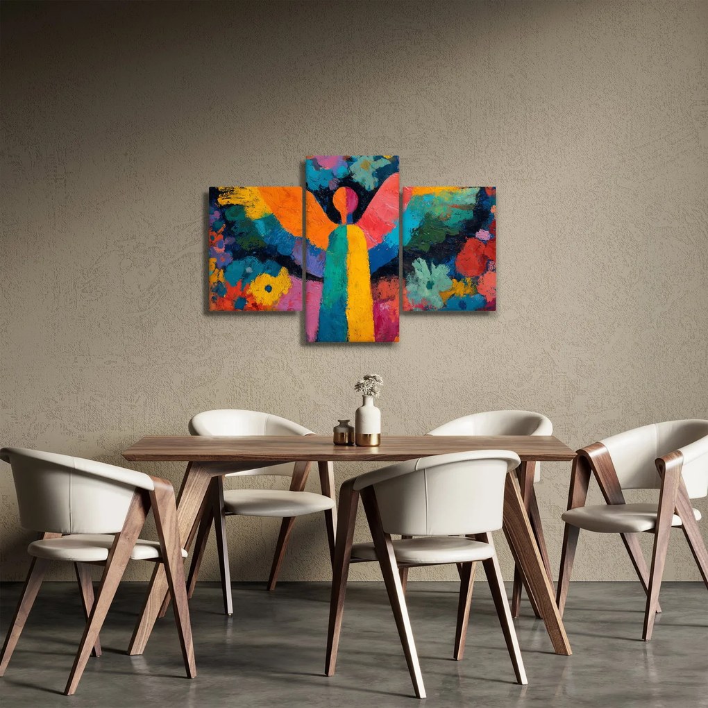 Obraz - Abstraktný anjel s kvetmi (90x60 cm)