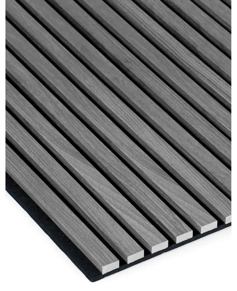 Drevený akustický panel, 2400 x 600 mm, čierny podklad, dub grafitový