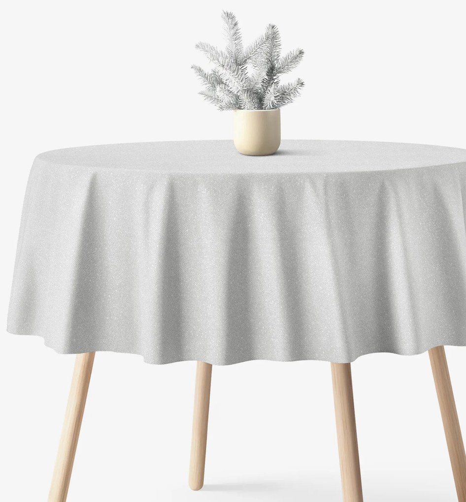 Goldea exkluzívny okrúhly obrus - strieborný s trblietkami Ø 110 cm