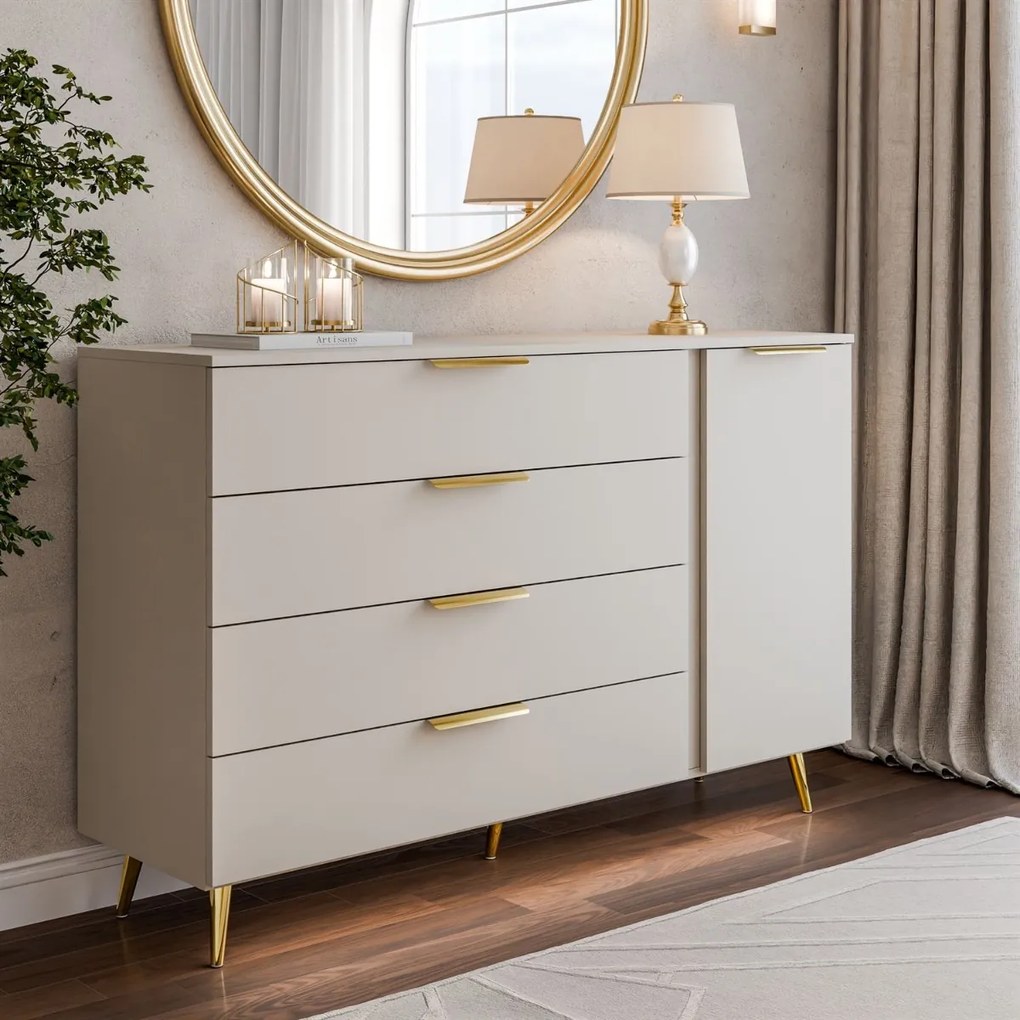 KOMODA MARION 2S KAŠMÍR LED NA NOŽIČKÁCH 138 cm