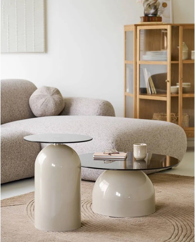 Okrúhly odkladací stolík so sklenenou doskou ø 40 cm Ravello – House Nordic