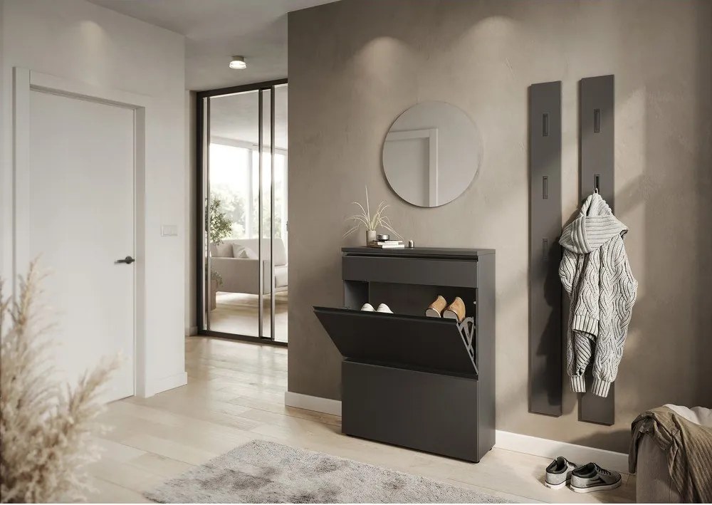 Antracitová skrinka na topánky 80x107x29 cm Baldone – Germania